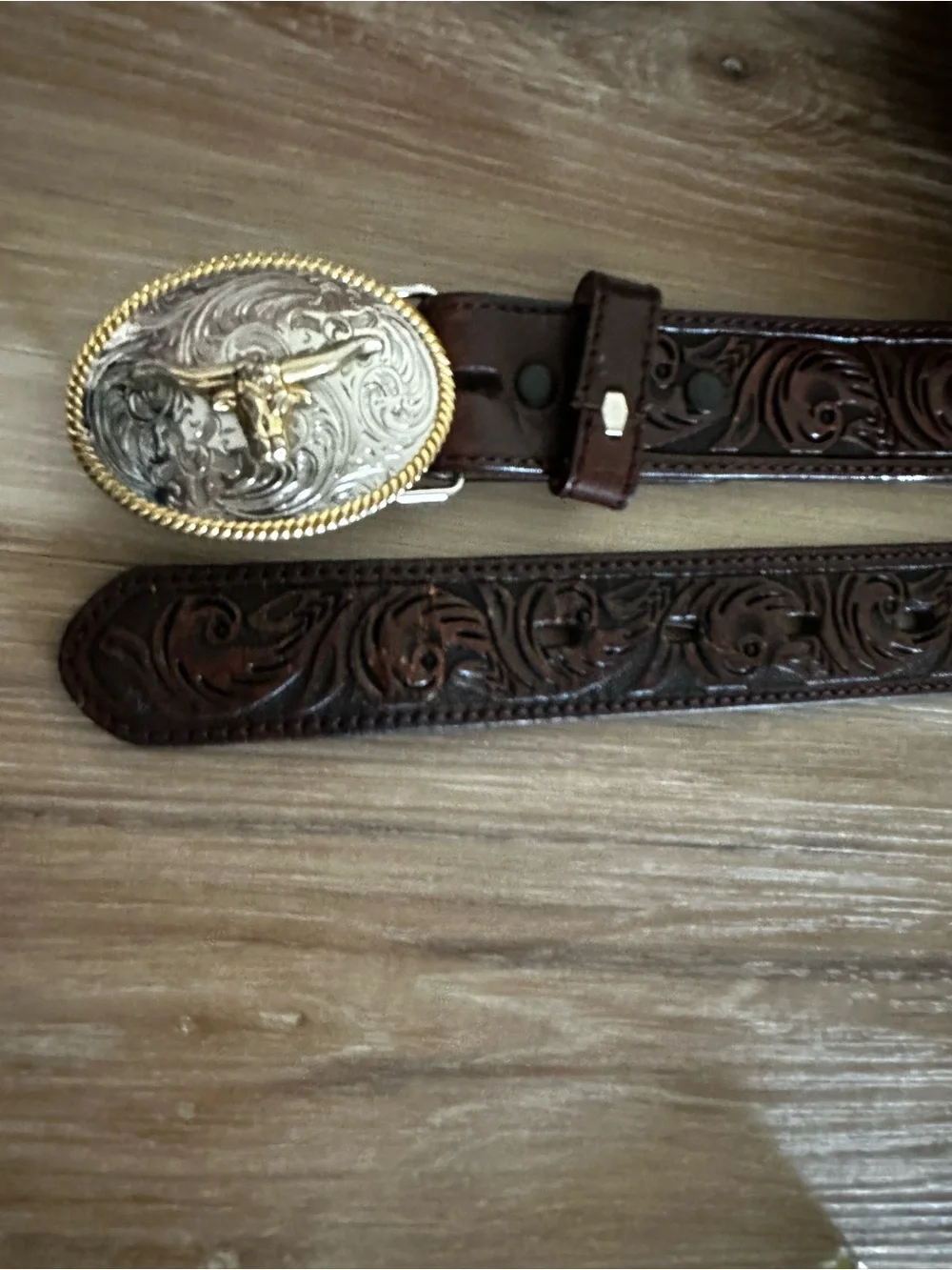 Western Longhorn Leather Belt Boys